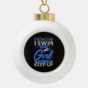 Swimmer Swimming Swim Sport Gift Ceramic Ball Christmas Ornament