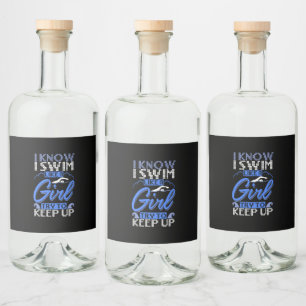Swimmer Swimming Swim Sport Gift  Liquor Bottle Label