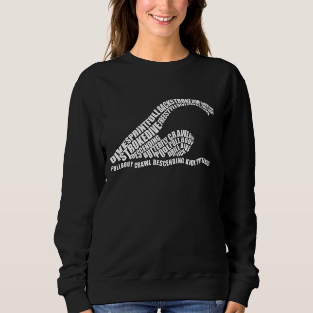 Swimmer Typography Fun Swim Swimming Coach Men Wom Sweatshirt (Front)