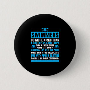 Swimmers facts funny swimming swim coach men women 6 cm round badge
