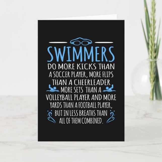 Swimmers Facts Funny Swimming Swim Coach Men Women Card (Front)