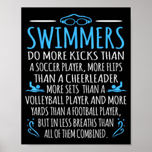 Swimmers Facts Funny Swimming Swim Coach Men Women Poster