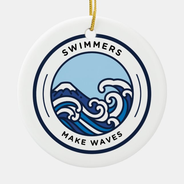 Swimmers Make Waves Christmas Tree Ornament (Front)