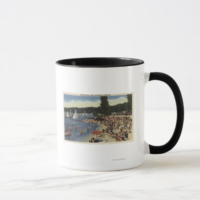 Swimmers on Bathing Cove Beach Mug (Right)