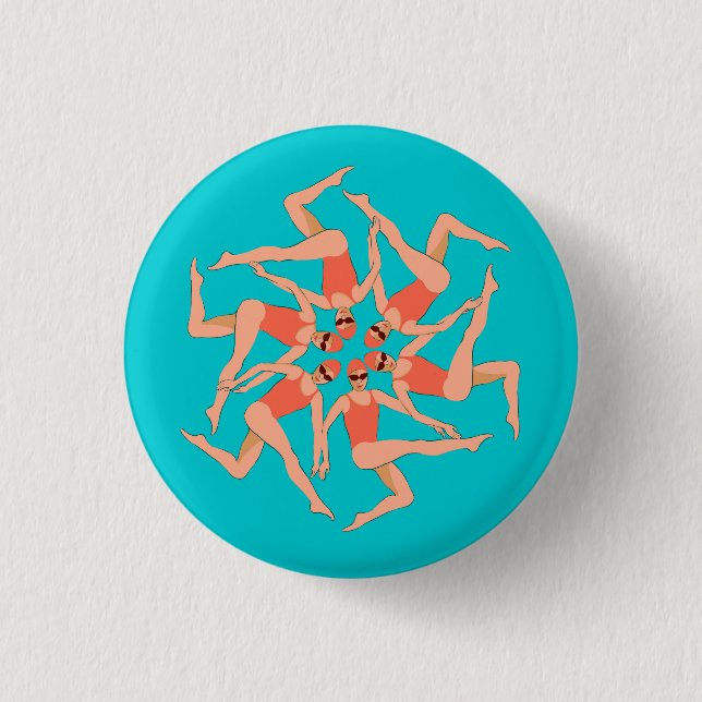 Swimmers - Synchronised Swimming Choreography   3 Cm Round Badge (Front)