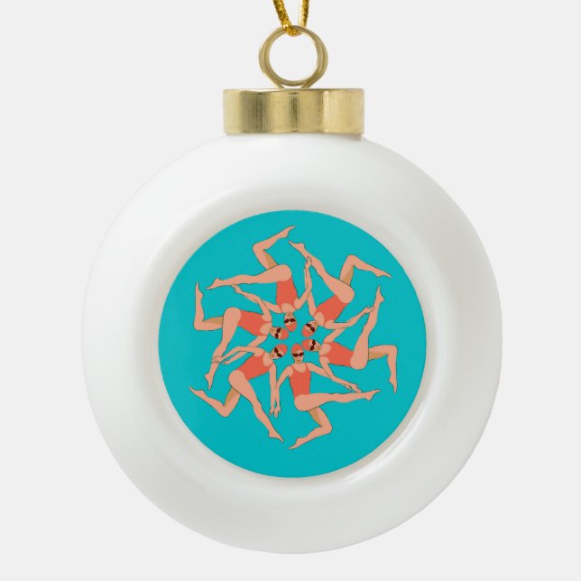 Swimmers - Synchronised Swimming Choreography  Ceramic Ball Christmas Ornament (Front)