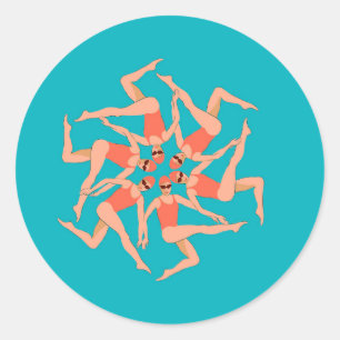 Swimmers - Synchronised Swimming Choreography   Classic Round Sticker