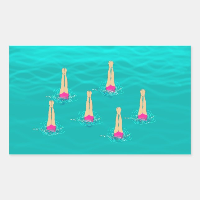 Swimmers Synchronised Swimming Under Water   Rectangular Sticker (Front)