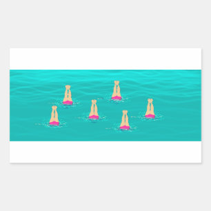 Swimmers Synchronised Swimming Under Water   Rectangular Sticker