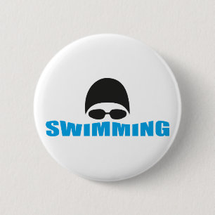 swimming 6 cm round badge