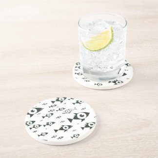 Swimming Against the Stream Black and White Coaster