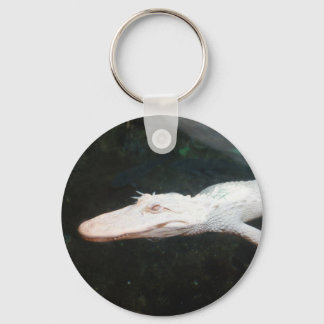 Swimming albino alligator colour photograph key ring