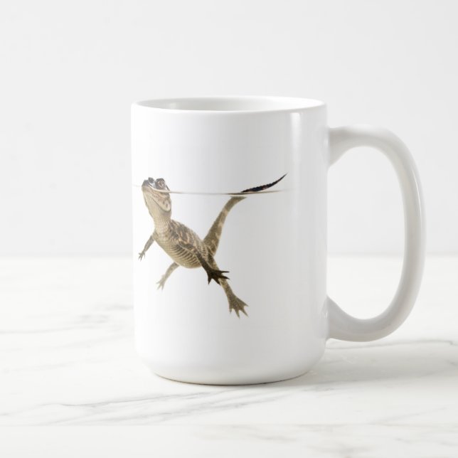 Swimming Alligator on White Background Mug (Right)
