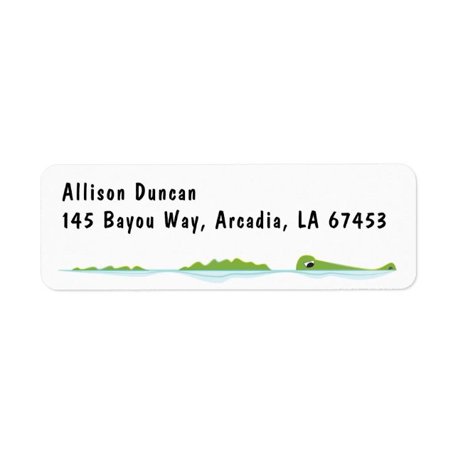 Swimming Alligator Return Address Label (Front)