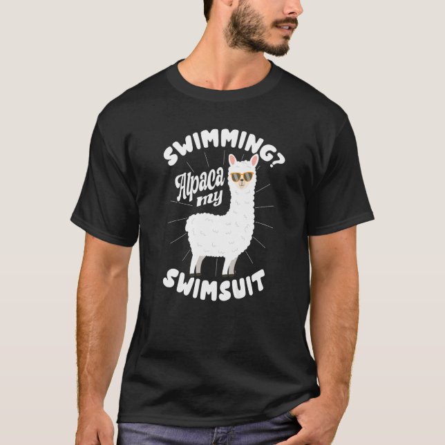 Swimming Alpaca My Swimsuit Camelid Mammal Alpaca T-Shirt (Front)