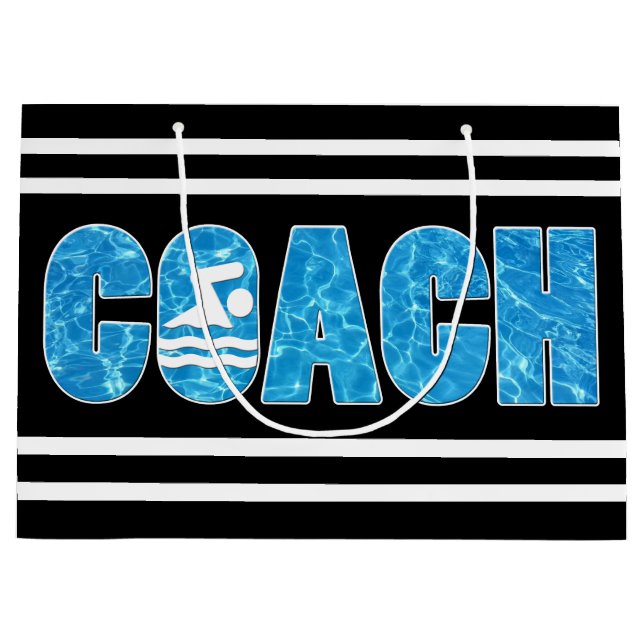 Swimming and Diving Coach Custom Colour Swim Team Large Gift Bag (Front)