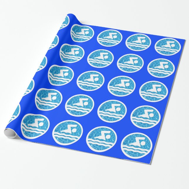 Swimming and Diving Decal in the Pool Custom Colou Wrapping Paper (Unrolled)