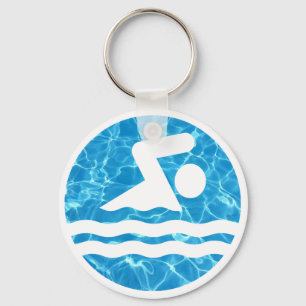 Swimming and Diving Pool Water Swim Icon Swimmer's Key Ring