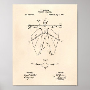 Swimming Apparatus 1881 Patent Art Old Peper Poster
