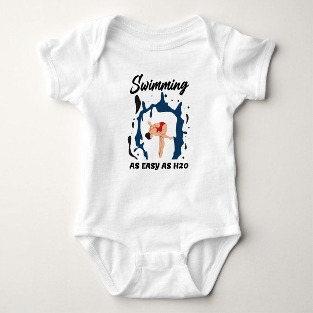 Swimming as Easy as H2O - Funny Swim Design Baby Bodysuit (Front)