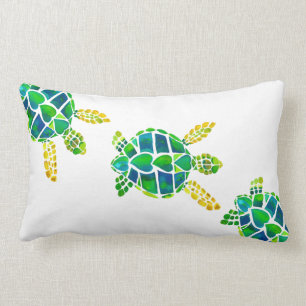 Swimming Baby Sea Turtles Lumbar Cushion
