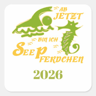 Swimming badge swim seahorse square sticker
