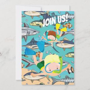 Swimming Beach Under the Sea Aquarium Birthday Invitation