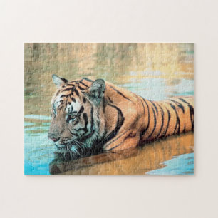 Swimming Bengal Tiger Jigsaw Puzzle