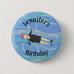 Swimming birthday swimmer sea swim 6 cm round badge