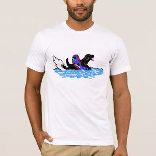 Swimming Black Labrador Cartoon T-Shirt