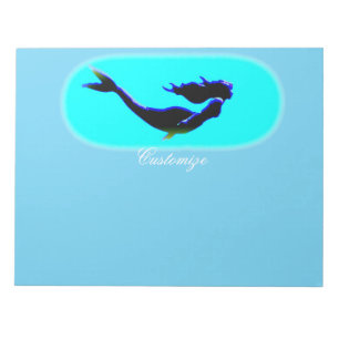 swimming black mermaid Thunder_Cove Notepad