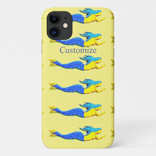 swimming blue-tail mermaids black Case-Mate iPhone case (Back)
