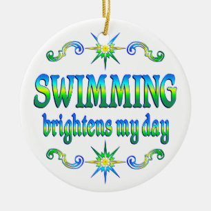 Swimming Brightens Ceramic Ornament