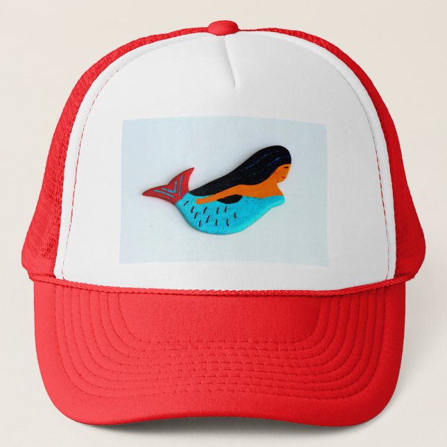 swimming brunette mermaid hat (Front)