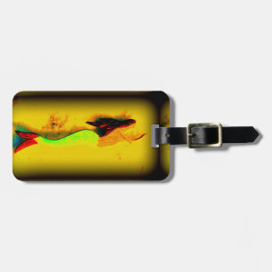 swimming brunette mermaid luggage tag