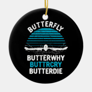 Swimming - Butterfly Butterwhy Ceramic Ornament