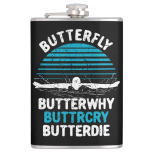 Swimming - Butterfly Butterwhy Hip Flask
