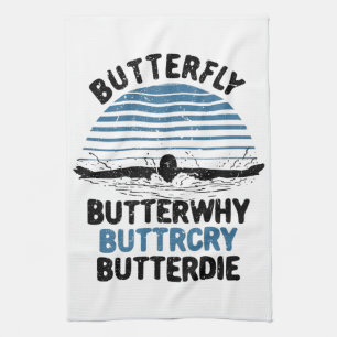 Swimming - Butterfly Butterwhy Swimming Gift Tea Towel