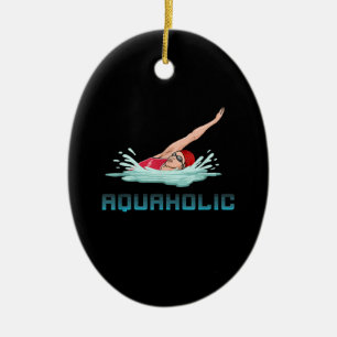 Swimming Cap Goggles Swim Love Funny Swimmer Girl Ceramic Ornament