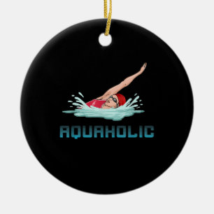 Swimming Cap Goggles Swim Love Funny Swimmer Girl Ceramic Ornament