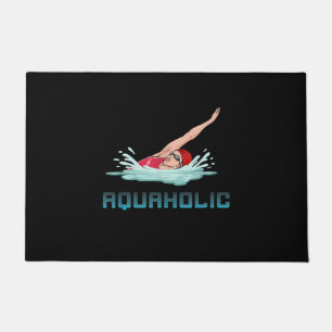 Swimming Cap Goggles Swim Love Funny Swimmer Girl Doormat