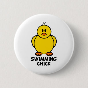 Swimming Chick 6 Cm Round Badge