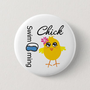 Swimming Chick 6 Cm Round Badge