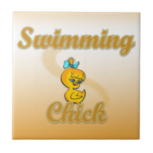 Swimming Chick Ceramic Tile