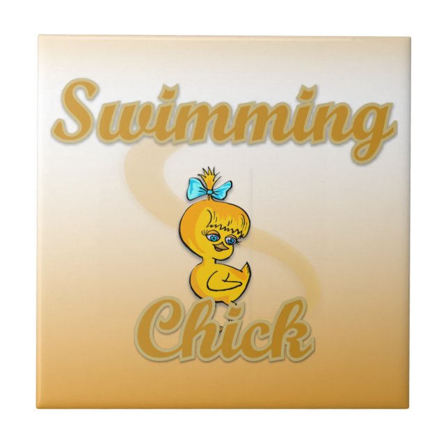 Swimming Chick Ceramic Tile (Front)
