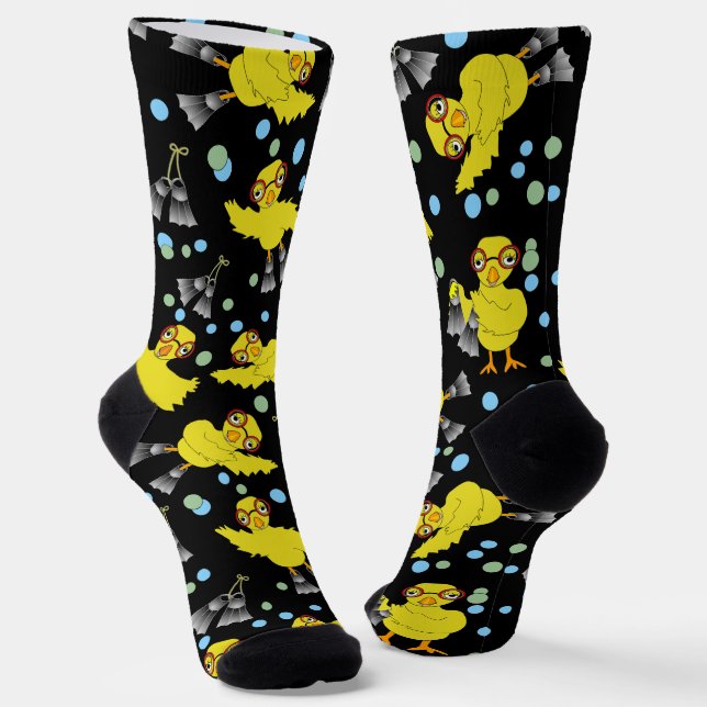 Swimming Chicks Pattern Tote Bag Socks (Angled)