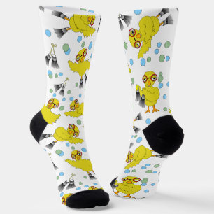 Swimming Chicks Pattern Tote Bag Socks