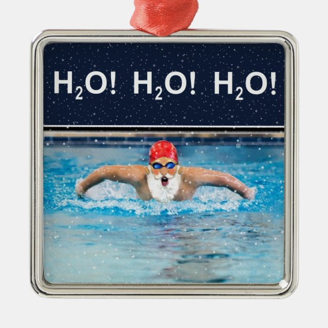 Swimming Christmas Collectible Metal Ornament (Front)
