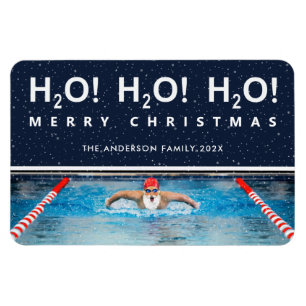 swimming Christmas holiday card Magnet