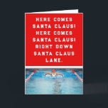 Swimming Christmas Holiday Cards<br><div class="desc">Funny swimming themed Christmas holiday cards for swimmer,  swim coach,  and team fans featuring Santa Claus and creative quote.</div>